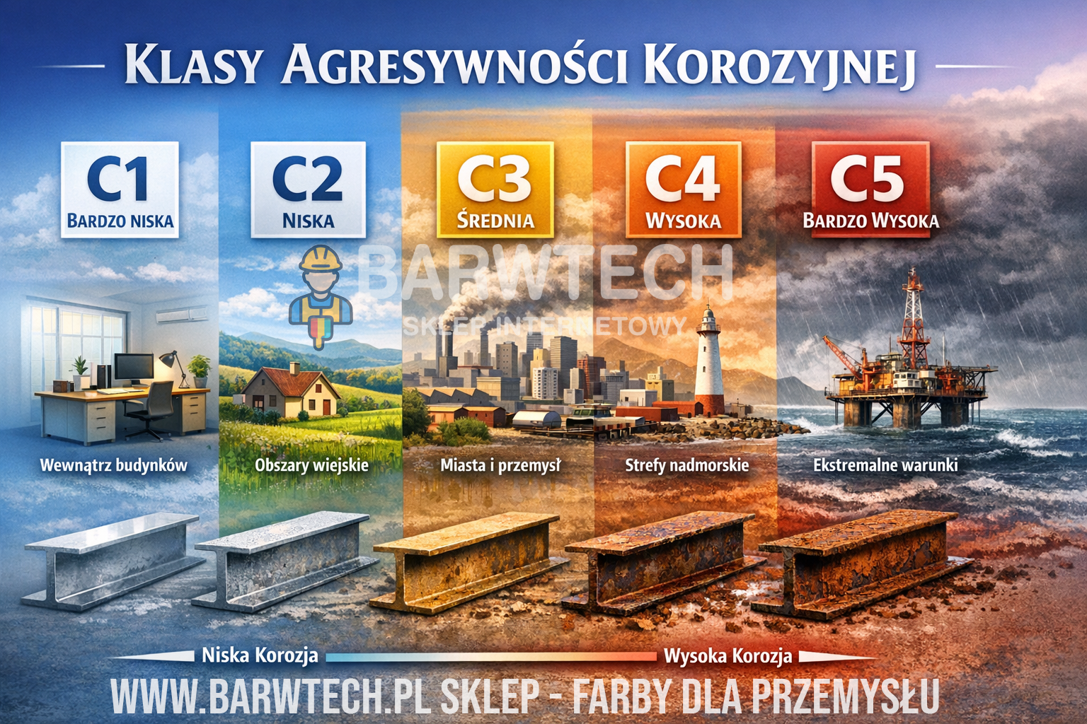 Klasy agresywności korozyjnej Farby dla przemysłu