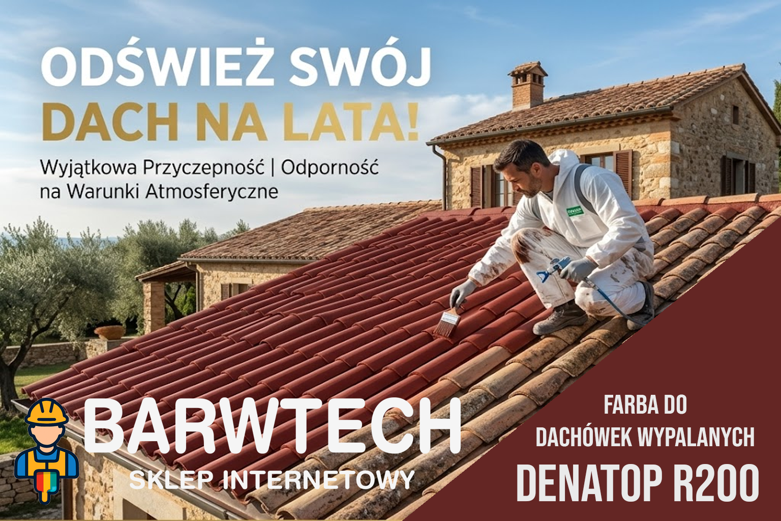 Farba do dachówek wypalanych dach ceramiczny.