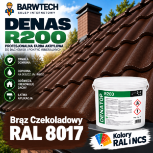 Farba na dachówki, cementowe, betonowe Brąz Czekoladowy RAL 8017
