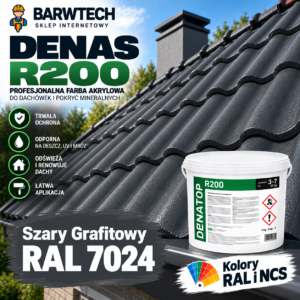 Denas R200 Farba na Dach z dachówki Szara grafitowa RAL 7024