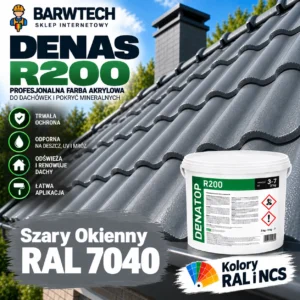 Denatop r200 farba na dachówkę ceramiczną Kolor szary RAL 7040