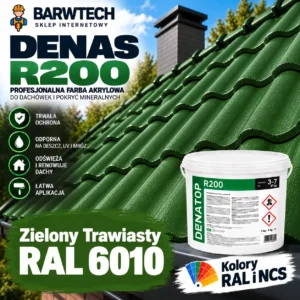 farba na dachówki ceramiczne denatop R200 Zielony trawiasty RAL 6010