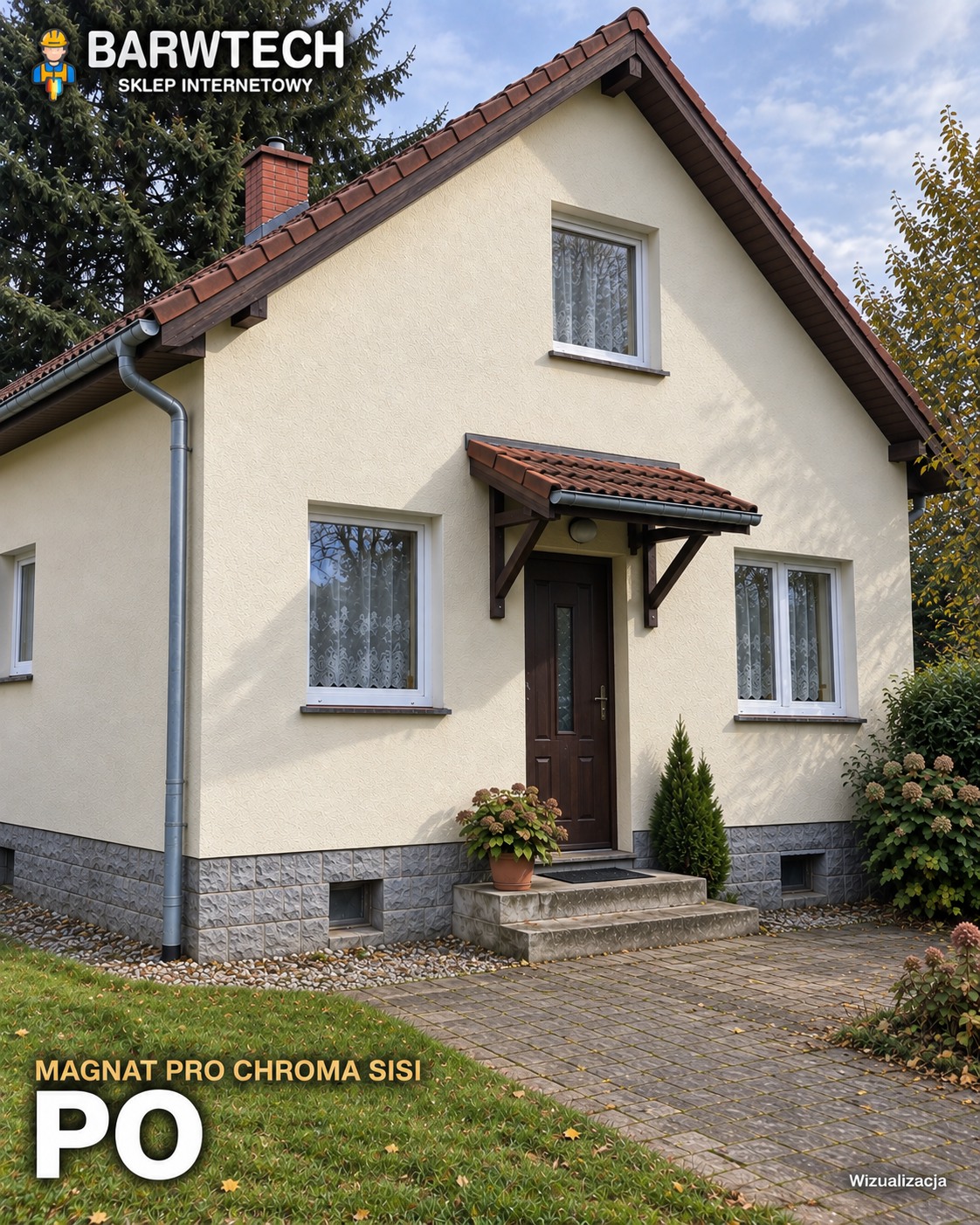 MAGNAT PRO CHROMA SISI – elewacja przed i po (wizualizacja) PO