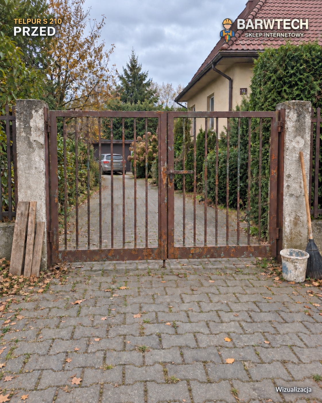 TELPUR S210 – brama przed i po (wizualizacja) PRZED